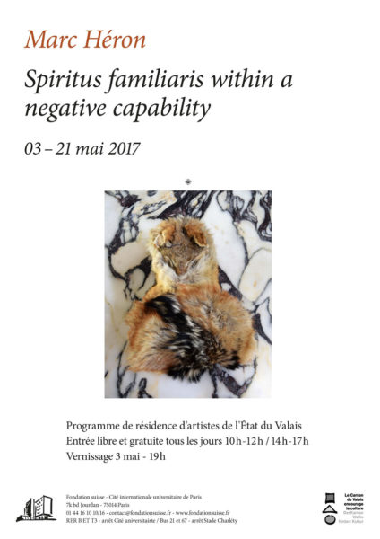 Affiche expo « Spiritus familiaris within a negative capability » Marc Héron